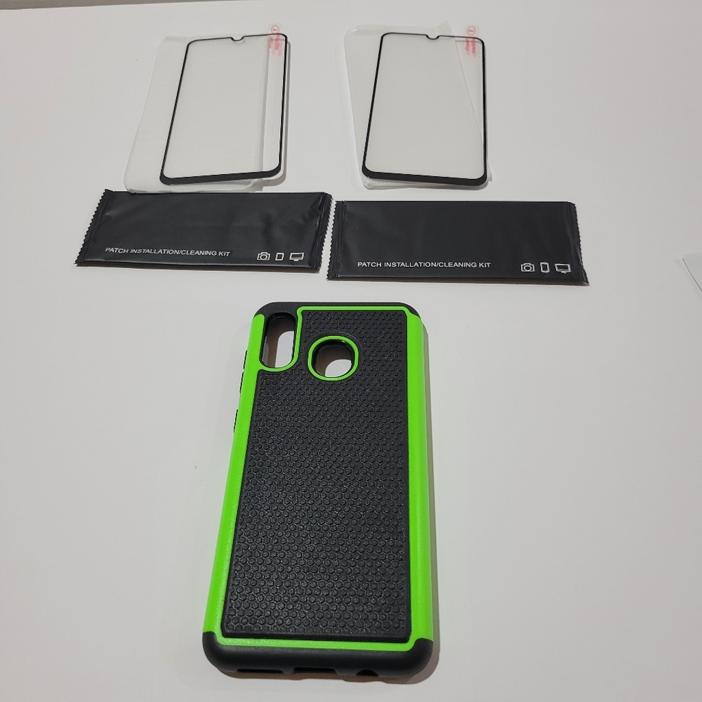Samsung Galaxy A20 A30 Phone Case black neon green.